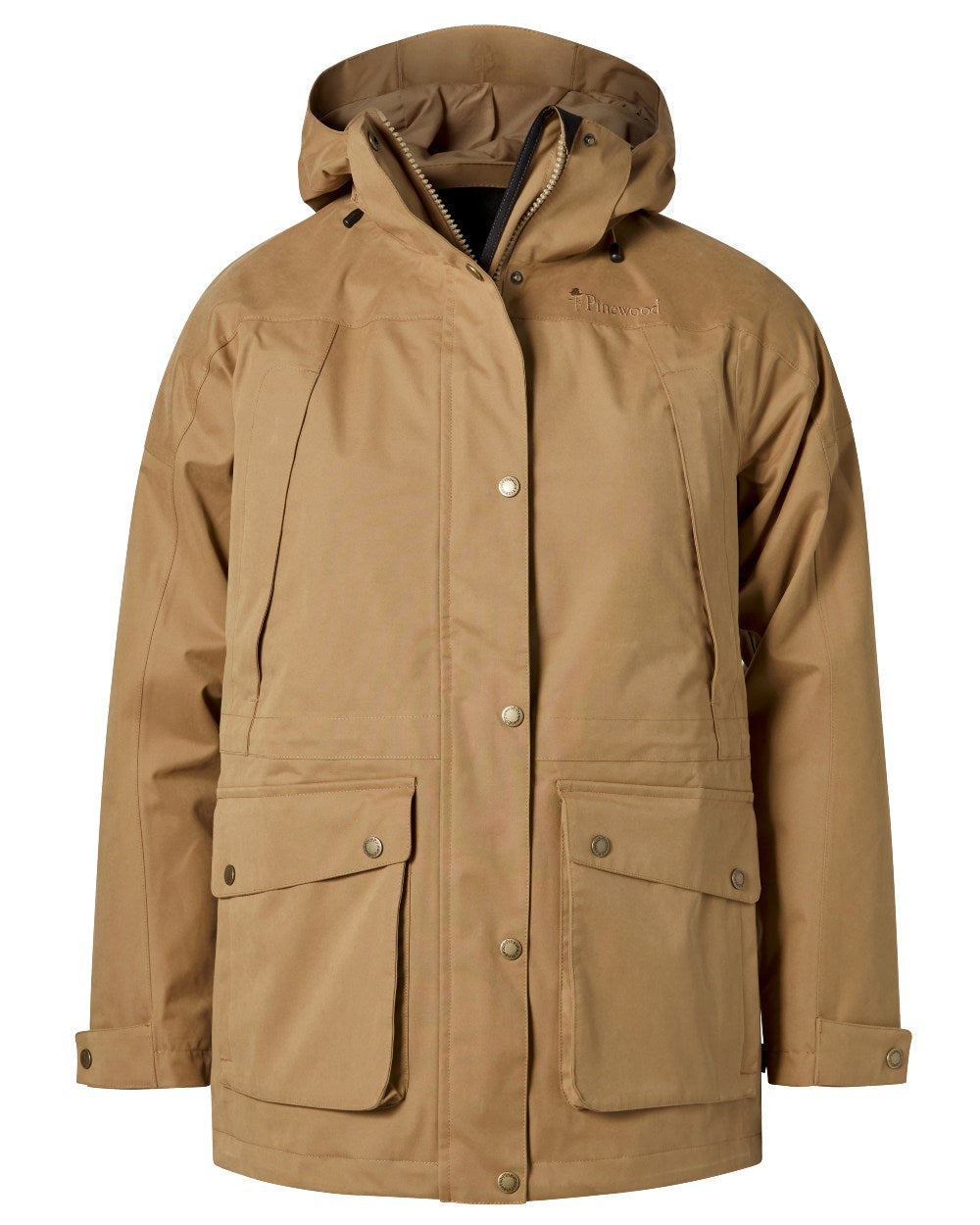 Dark Sandstone coloured Pinewood Womens Nydala Classic 2L Jacket on white background 