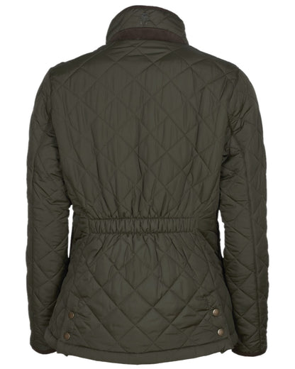 Moss Green Coloured Pinewood Womens Nydala Classic Quilt Jacket on white background 