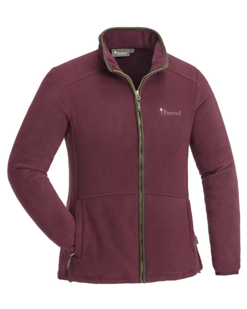 Burgundy Suede Brown coloured Pinewood Womens Nydala Fleece Jacket on white background 