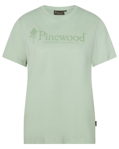 Frosty Green coloured Pinewood Womens Outdoor Life T-Shirt on white background 