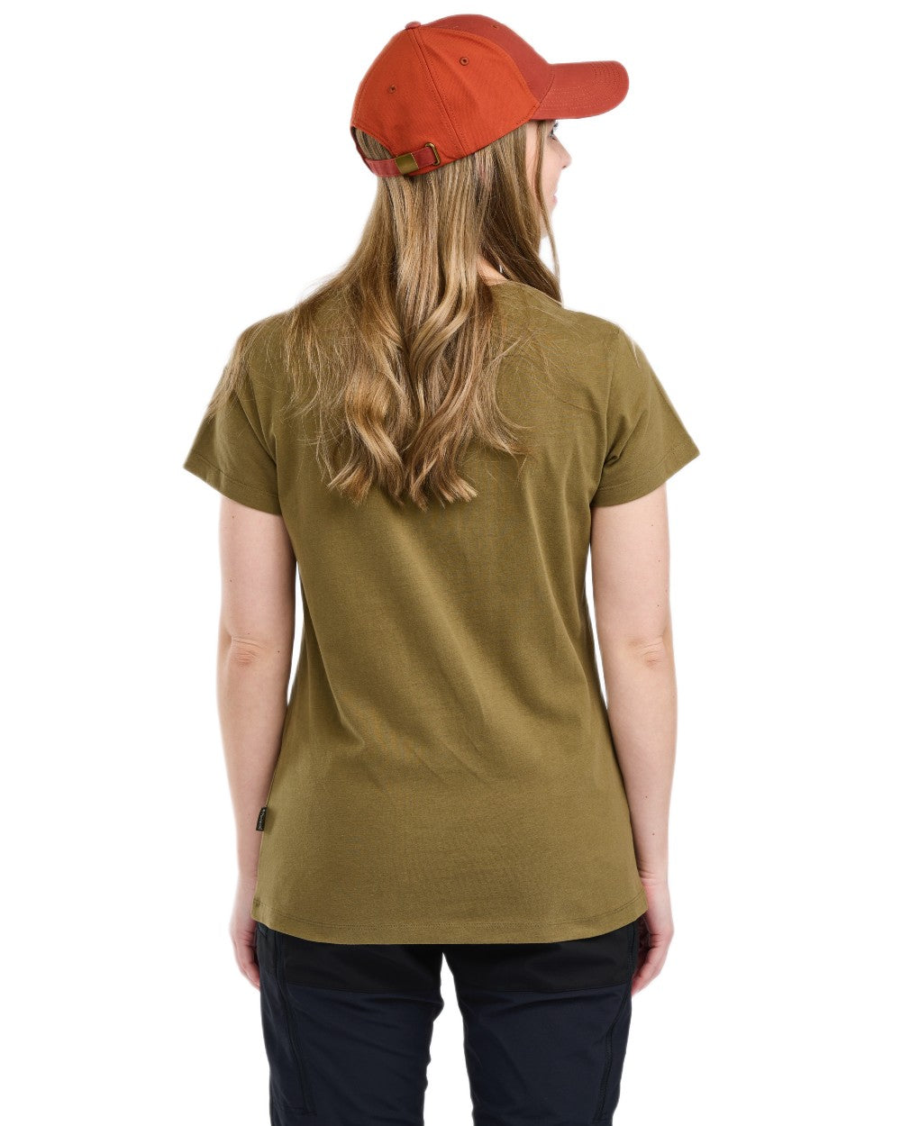 Hunter Olive coloured Pinewood Womens Outdoor Life T-Shirt on white background 
