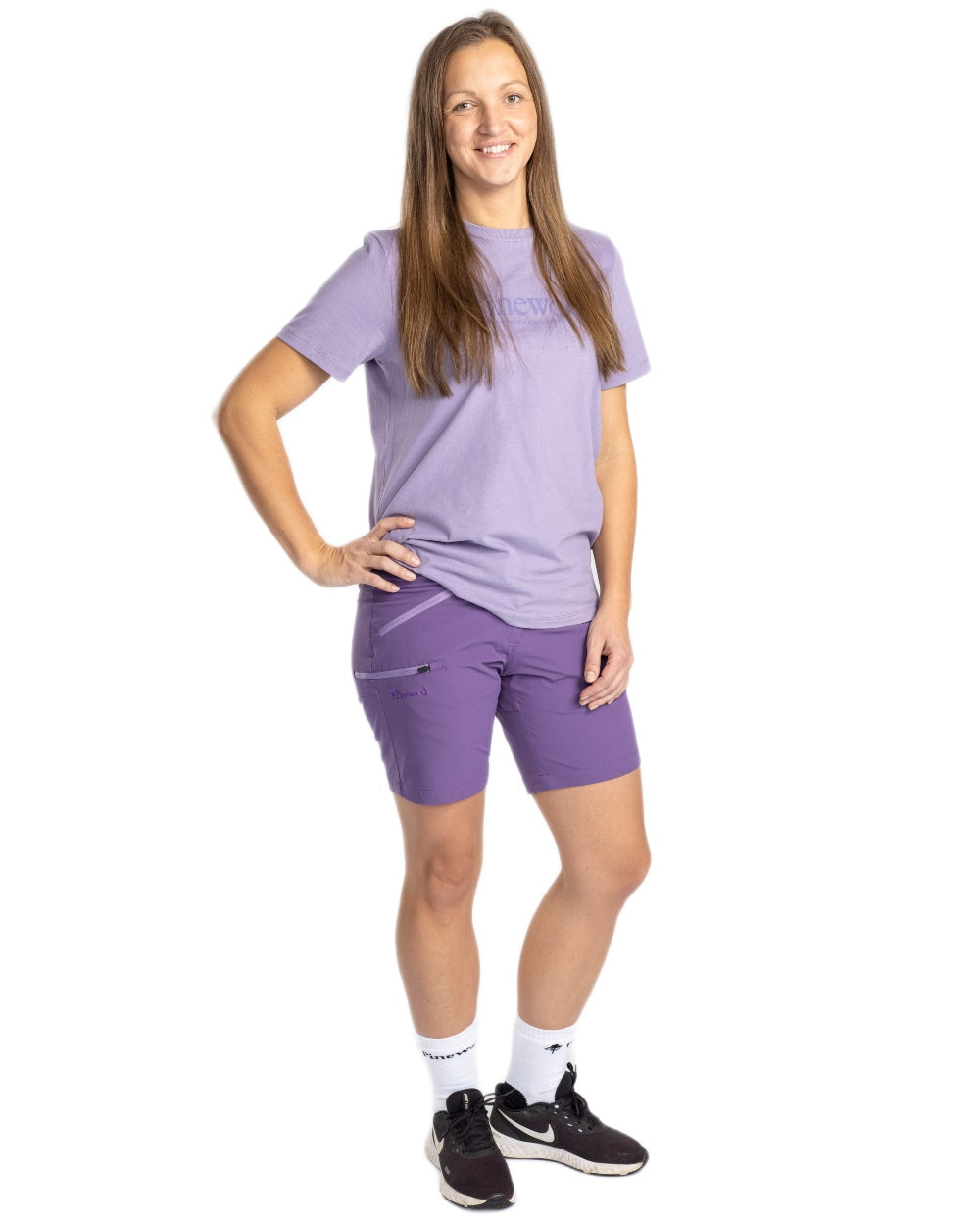 Light Lilac coloured Pinewood Womens Outdoor Life T-Shirt on white background 