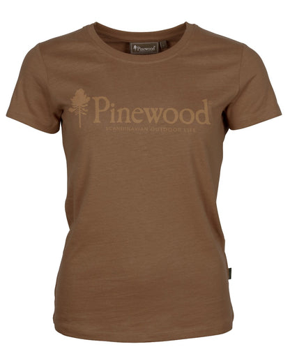 Nougat coloured Pinewood Womens Outdoor Life T-Shirt on white background 