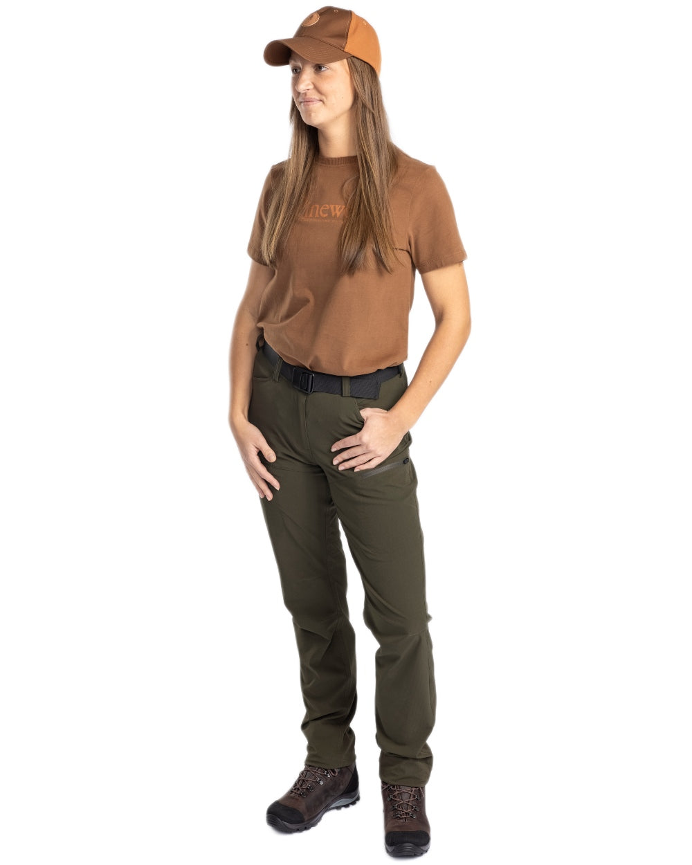 Nougat coloured Pinewood Womens Outdoor Life T-Shirt on white background 