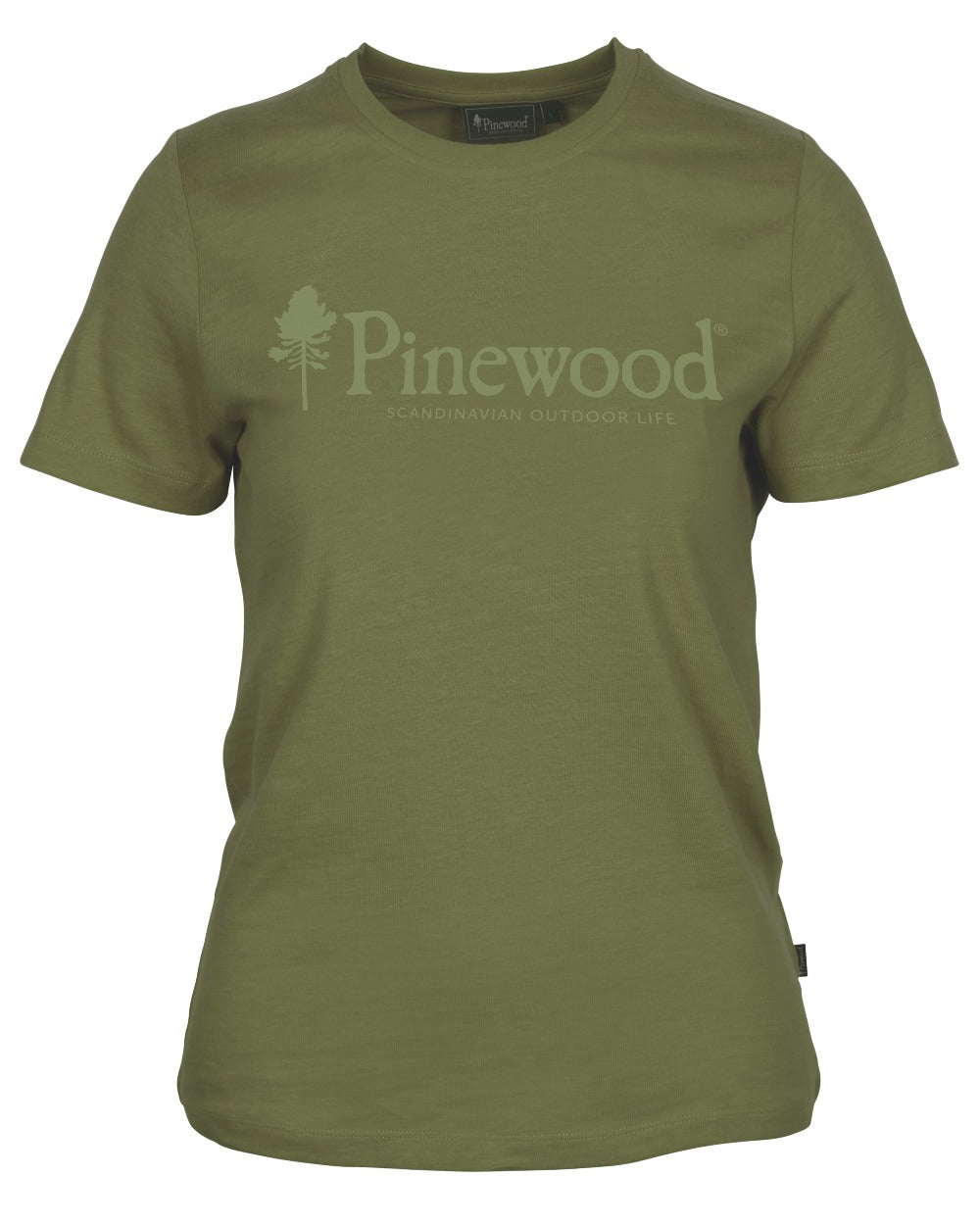 Pine Green coloured Pinewood Womens Outdoor Life T-Shirt on white background 