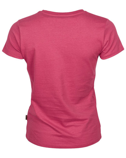 Raspberry Pink coloured Pinewood Womens Outdoor Life T-Shirt on white background 