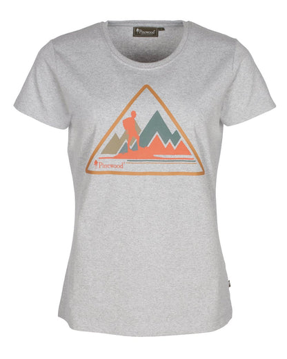Light Grey Melange coloured Pinewood Womens Outdoor Trekker T-Shirt on white background 