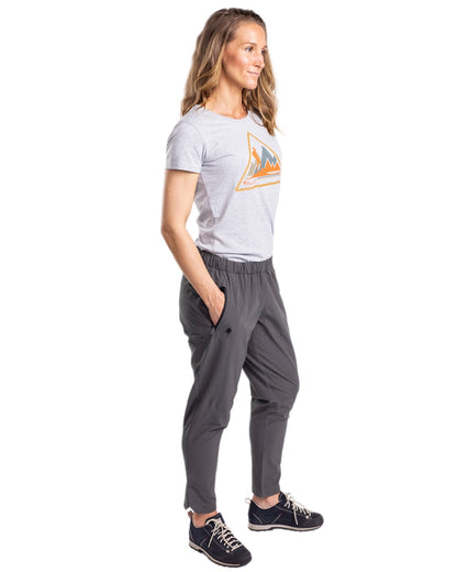 Light Grey Melange coloured Pinewood Womens Outdoor Trekker T-Shirt on white background 