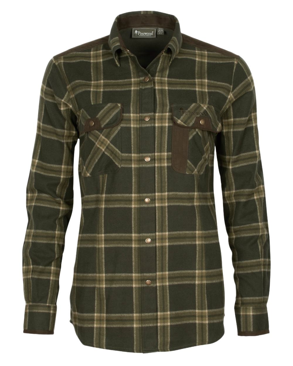 Dark Green Green Coloured Pinewood Womens Prestwick Exclusive Shirt on white background 