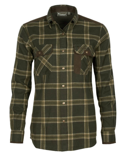 Dark Green Green Coloured Pinewood Womens Prestwick Exclusive Shirt on white background 