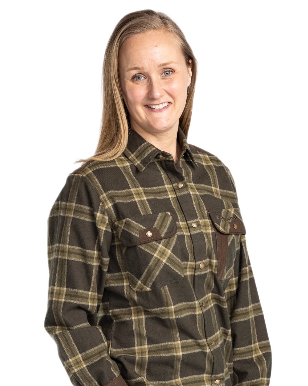 Dark Green Green Coloured Pinewood Womens Prestwick Exclusive Shirt on white background 