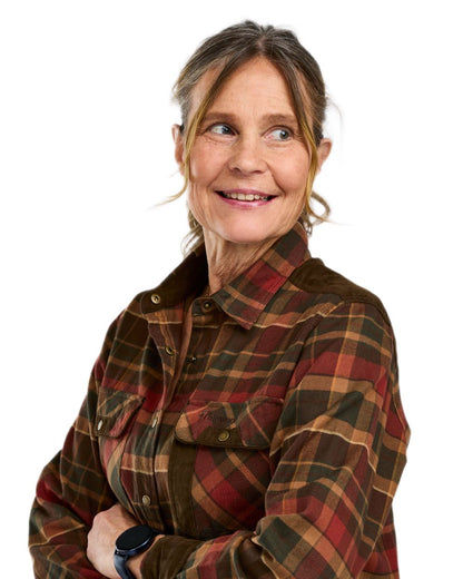 Dark Green Terracotta Coloured Pinewood Womens Prestwick Exclusive Shirt on white background 