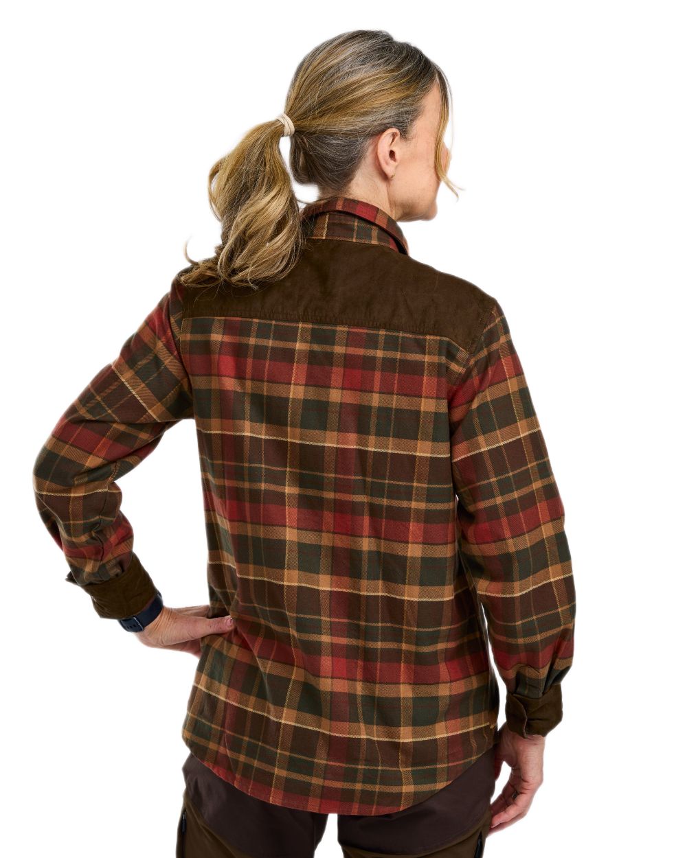 Dark Green Terracotta Coloured Pinewood Womens Prestwick Exclusive Shirt on white background 