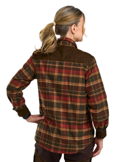 Dark Green Terracotta Coloured Pinewood Womens Prestwick Exclusive Shirt on white background 