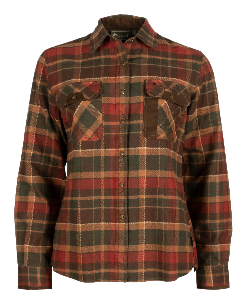 Dark Green Terracotta Coloured Pinewood Womens Prestwick Exclusive Shirt on white background 