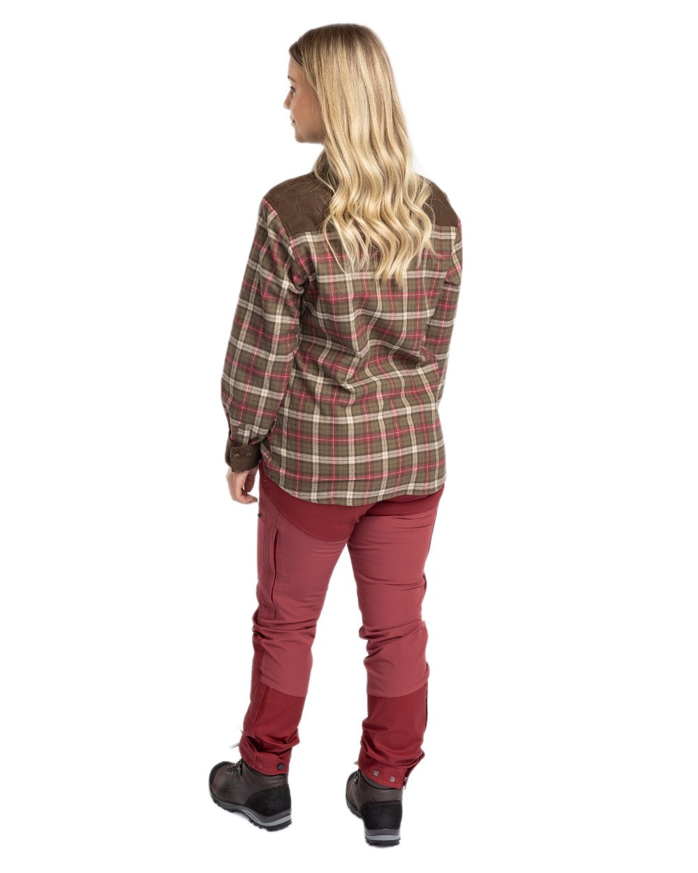 Hunter Olive Plum Coloured Pinewood Womens Prestwick Exclusive Shirt on white background 