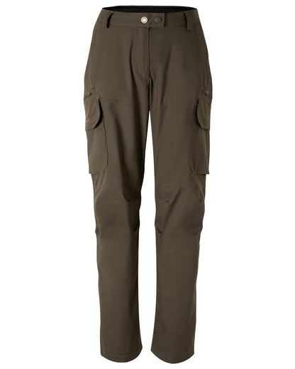 Dark Olive coloured Pinewood Womens Pro InsectSafe Trousers on white background 