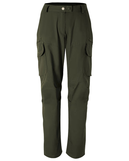 Moss Green coloured Pinewood Womens Pro InsectSafe Trousers on white background 