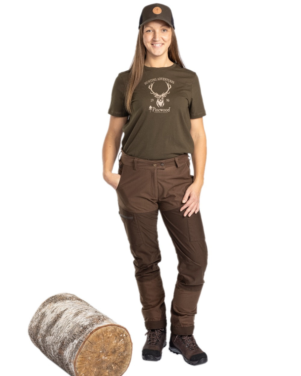 Hunting Brown Suede Brown Coloured Pinewood Womens Retriever Active Trousers on white background 