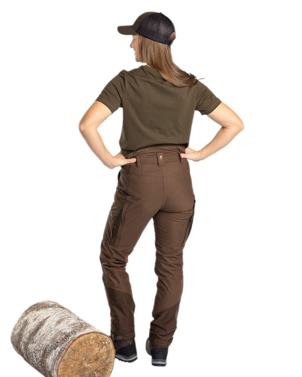 Hunting Brown Suede Brown Coloured Pinewood Womens Retriever Active Trousers on white background 