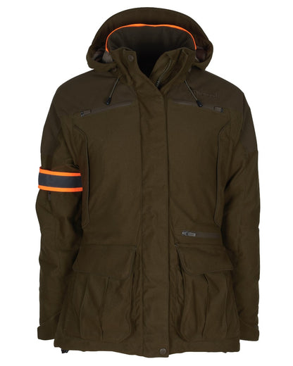 Hunting Green coloured Pinewood Womens Smaland Forest Padded Jacket on white background 