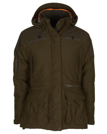 Hunting Green coloured Pinewood Womens Smaland Forest Padded Jacket on white background 