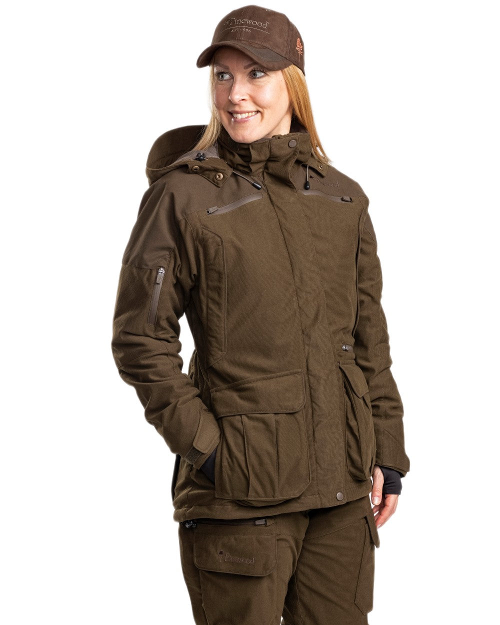 Hunting Green coloured Pinewood Womens Smaland Forest Padded Jacket on white background 