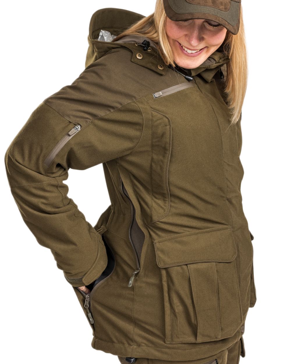 Hunting Green coloured Pinewood Womens Smaland Forest Padded Jacket on white background 