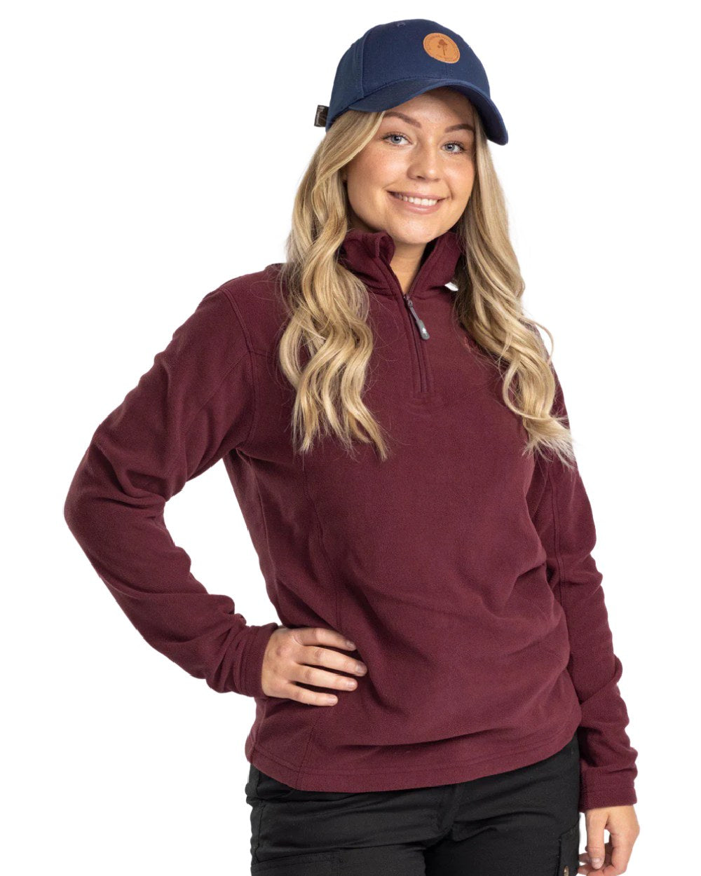 Earth Plum coloured Pinewood Womens Tiveden Fleece Sweater on white background 