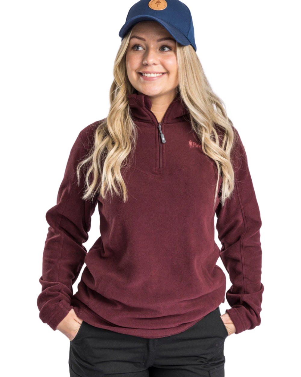 Earth Plum coloured Pinewood Womens Tiveden Fleece Sweater on white background 