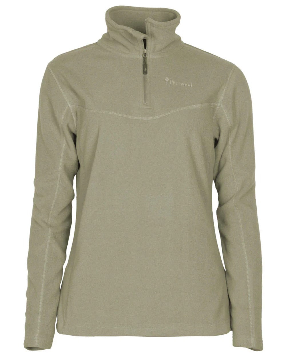Mid Khaki coloured Pinewood Womens Tiveden Fleece Sweater on white background 