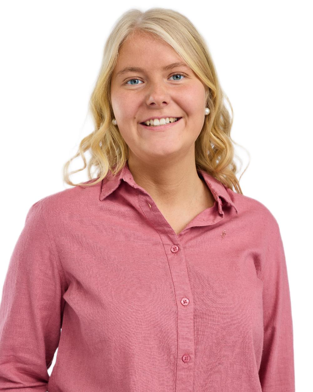 Dusty Pink coloured Pinewood Womens Varnamo InsectSafe Hemp Mix Long Sleeve Shirt on white background 