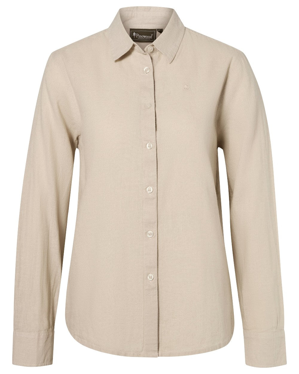 Linen Beige coloured Pinewood Womens Varnamo InsectSafe Hemp Mix Long Sleeve Shirt on white background 