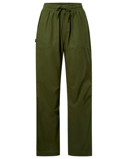 Pine Green coloured Pinewood Womens Varnamo InsectSafe Hemp Mix Trousers on white background 