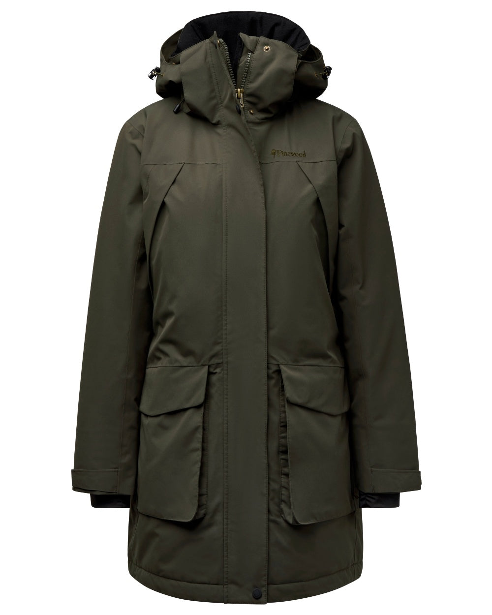 Moss Green coloured Pinewood Womens Wilda Padded Parka on white background 