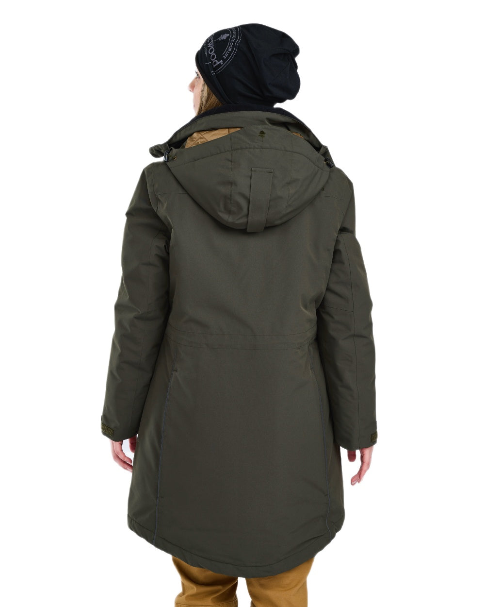 Moss Green coloured Pinewood Womens Wilda Padded Parka on white background 