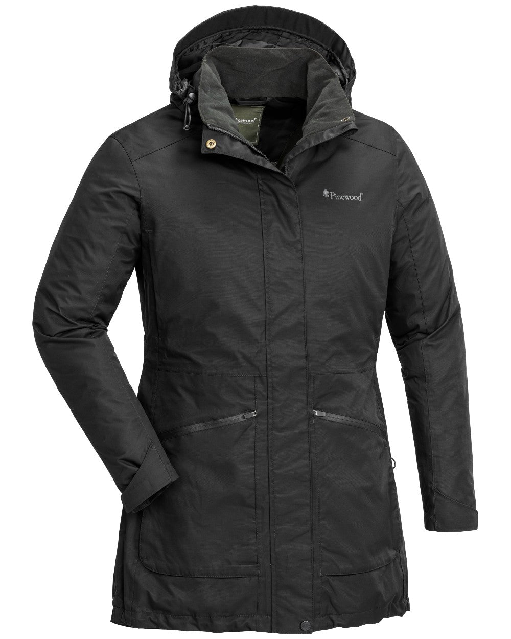 Black coloured Pinewood Womens Wilda Parka on white background 