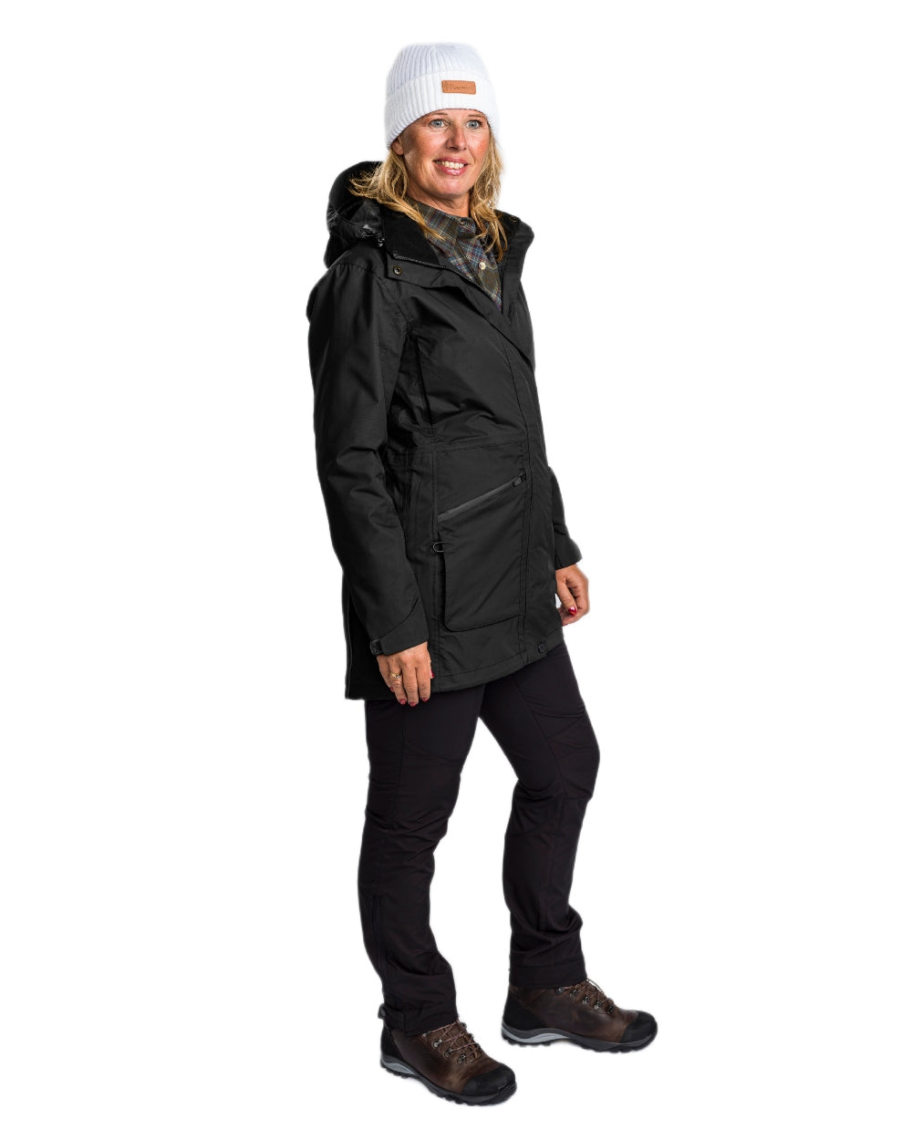 Black coloured Pinewood Womens Wilda Parka on white background 
