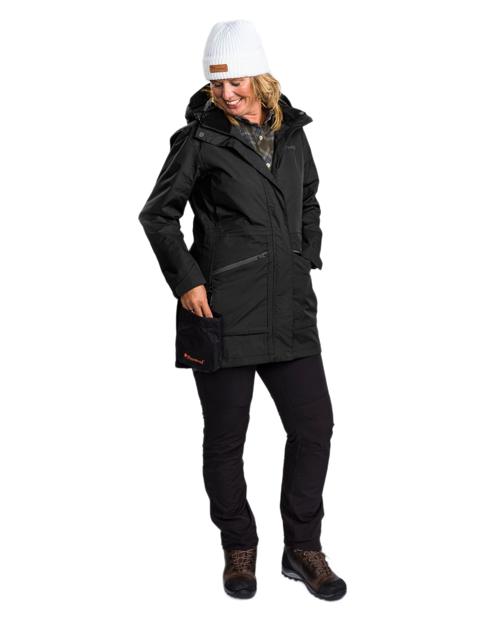 Black coloured Pinewood Womens Wilda Parka on white background 