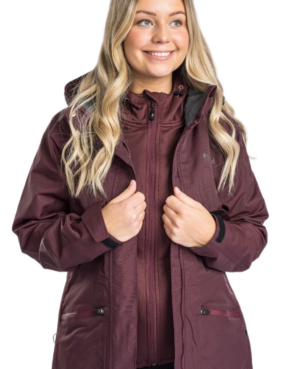 Earth Plum coloured Pinewood Womens Wilda Parka on white background 