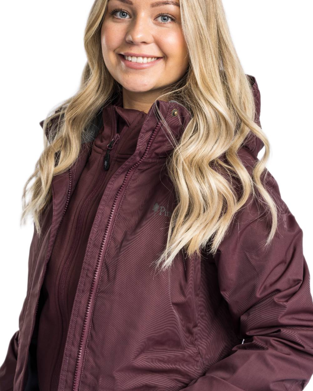 Earth Plum coloured Pinewood Womens Wilda Parka on white background 