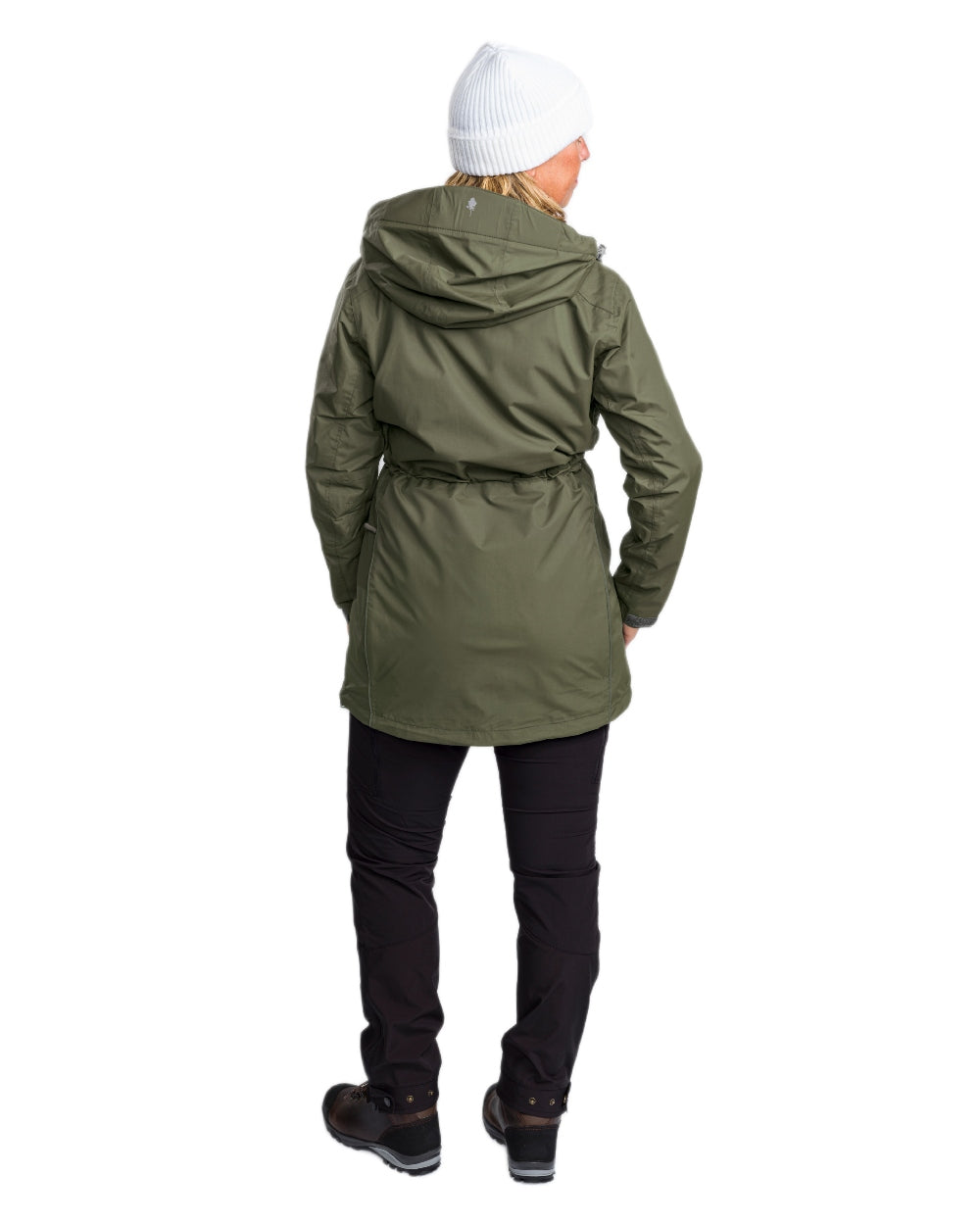 Moss Green coloured Pinewood Womens Wilda Parka on white background 