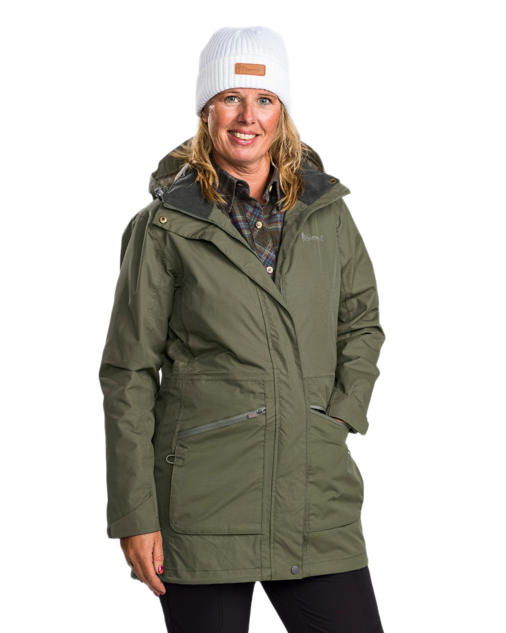 Moss Green coloured Pinewood Womens Wilda Parka on white background 