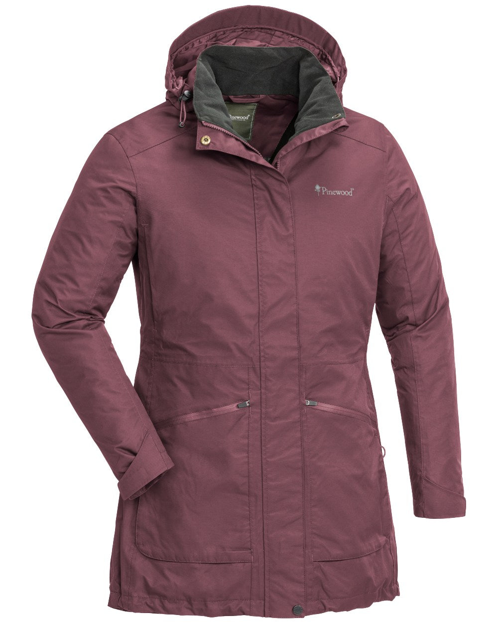 Plum coloured Pinewood Womens Wilda Parka on white background 