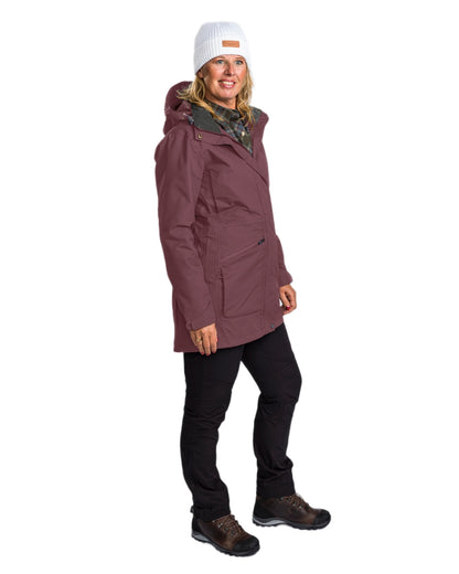 Plum coloured Pinewood Womens Wilda Parka on white background 