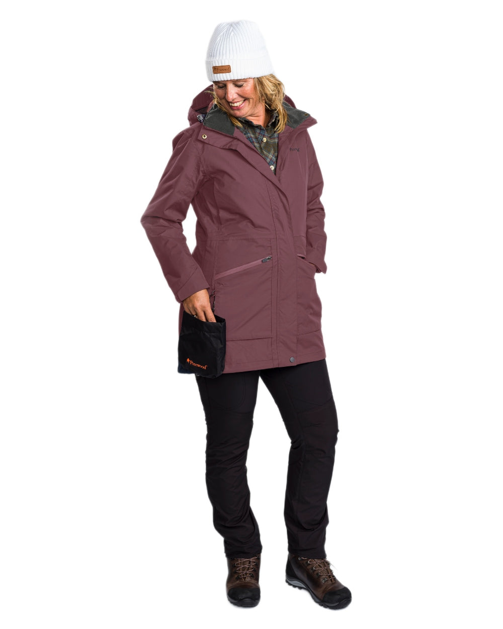 Plum coloured Pinewood Womens Wilda Parka on white background 