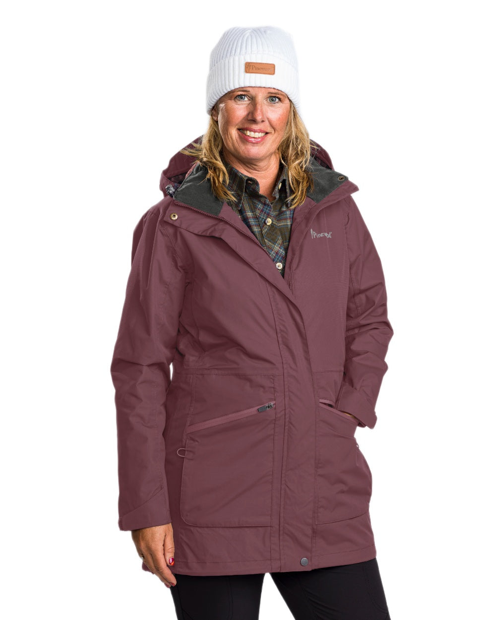Plum coloured Pinewood Womens Wilda Parka on white background 