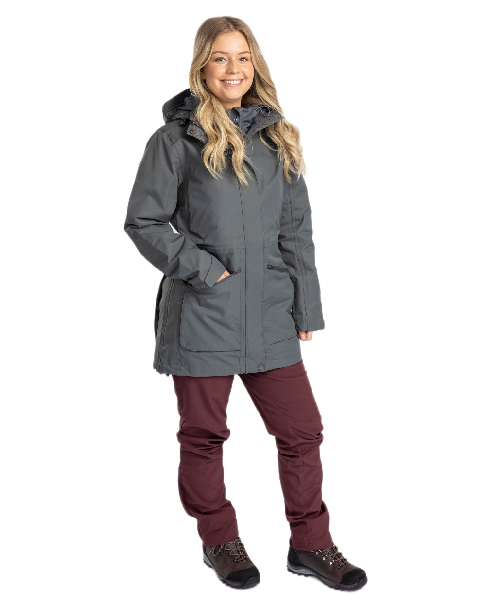Urban Grey coloured Pinewood Womens Wilda Parka on white background 