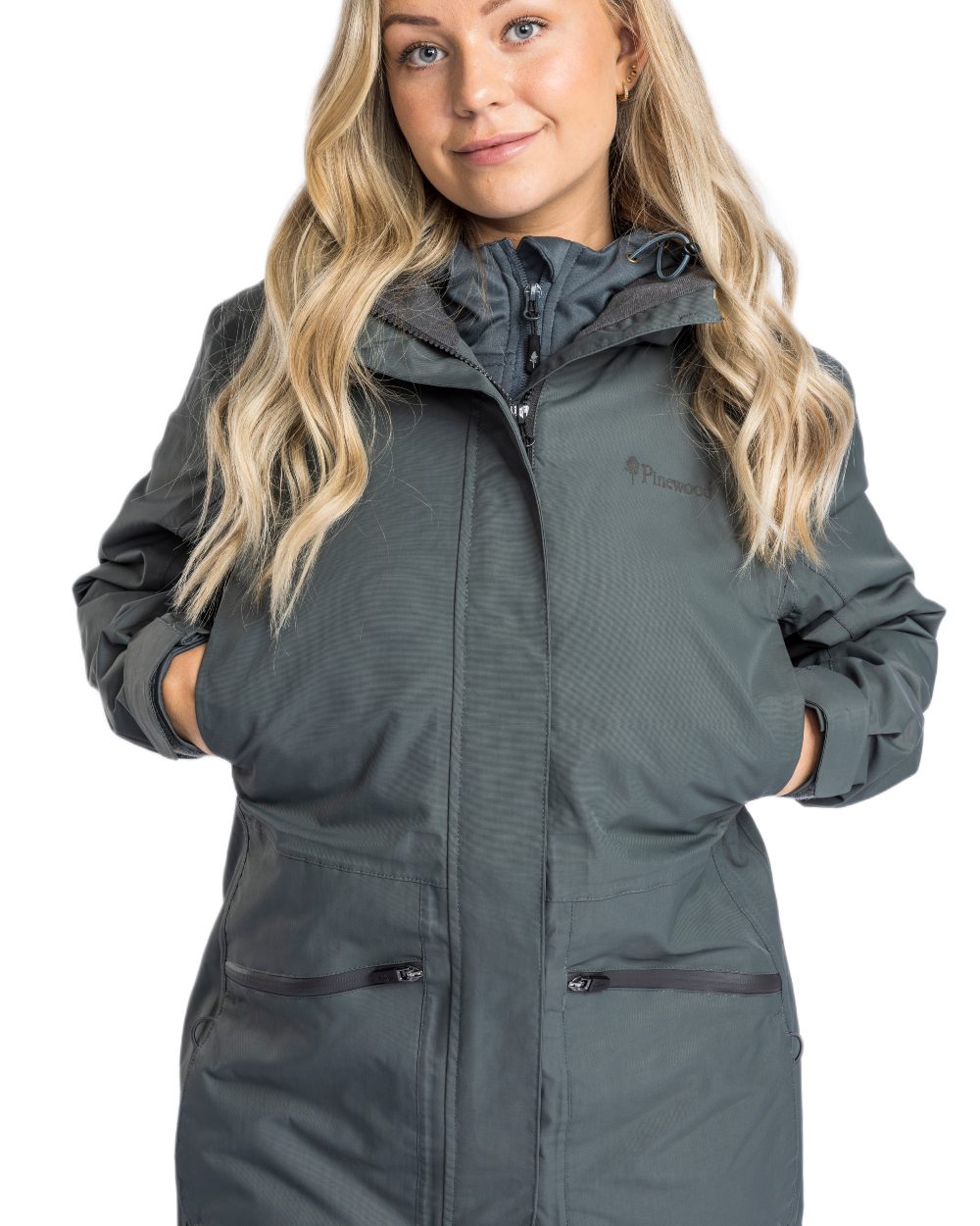Urban Grey coloured Pinewood Womens Wilda Parka on white background 