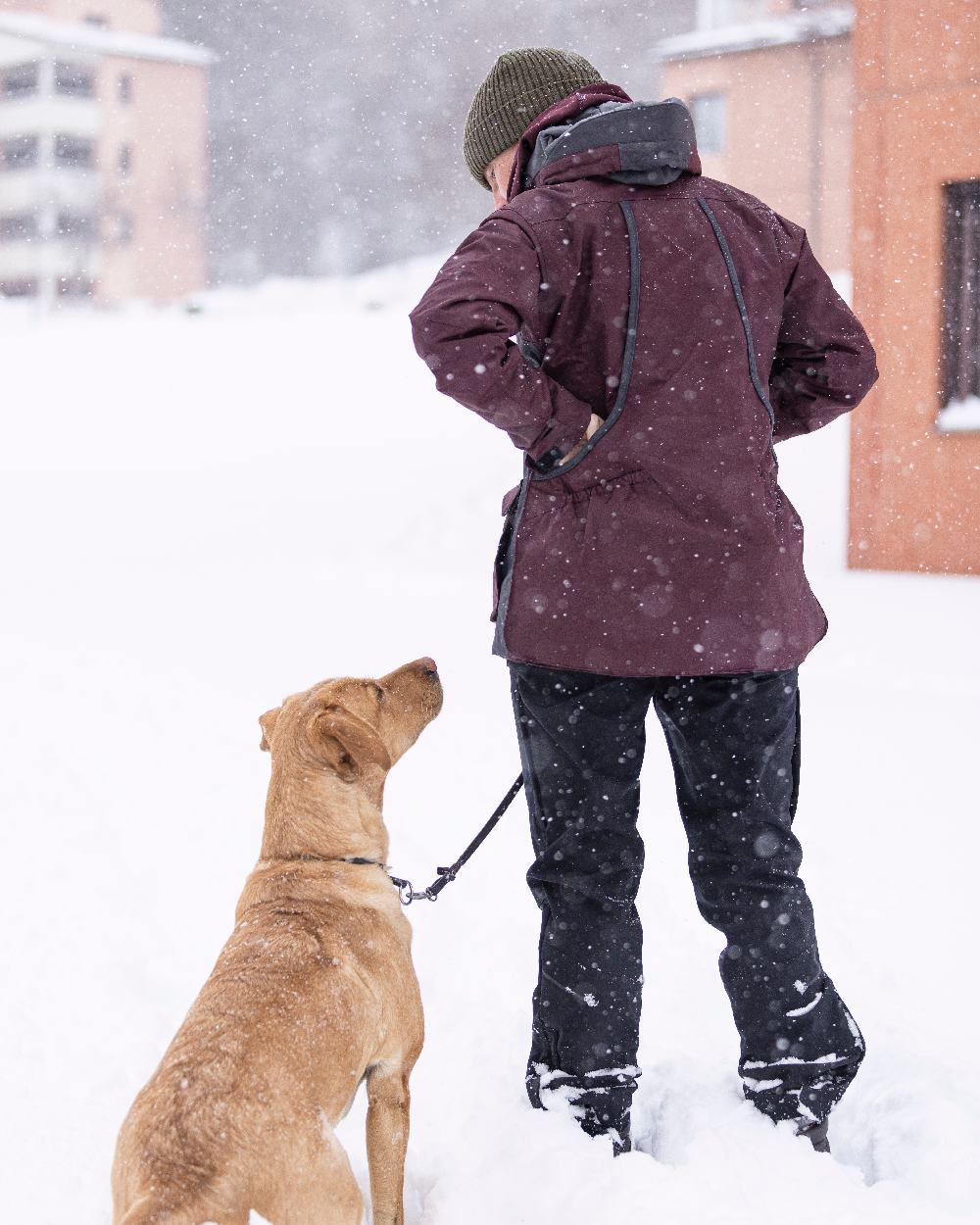 Black Coloured Pinewood Womens Wilda Stretch Shell Trousers on outdoor background 